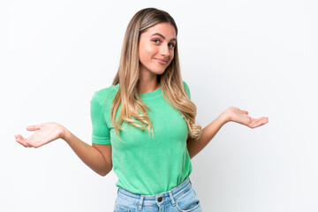 Young Uruguayan woman isolated on white background happy and smiling