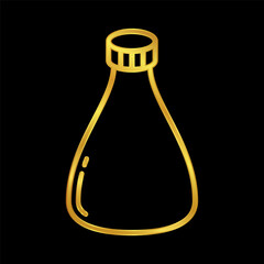 bottle icon in gold colored for graphic and web design