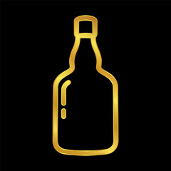 bottle icon in gold colored for graphic and web design
