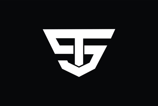 Initial letters S, S, T, ST or TS overlapping, interlock, monogram logo, white color on black background.
