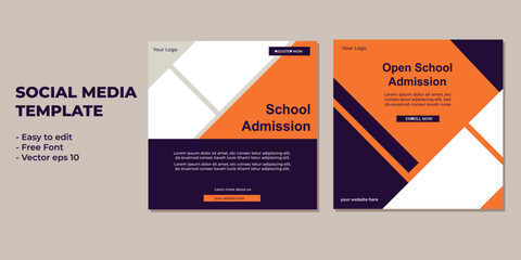School admission square banner. Suitable for educational banner and social media post template