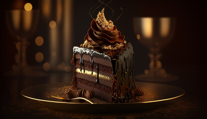 A slice of chocolate cake, generative Ai