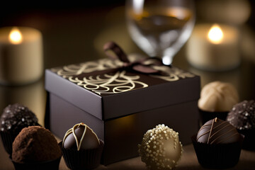chocolate candies in a box, generative Ai