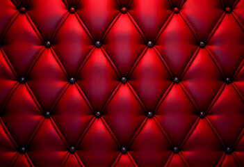 Red luxury smooth shiny leather capitone background texture, for wallpaper or header.