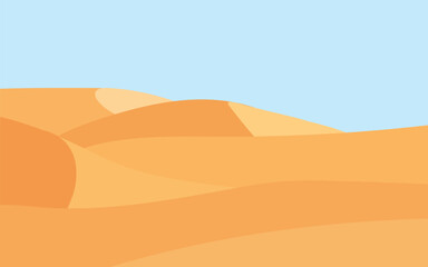 Vector illustration of a desert and blue sky. Simple nature landscape vector background suitable for social media, mobile app, web and advertising.