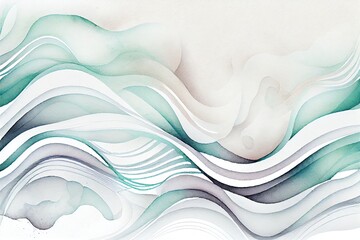 Obraz premium Watercolor Illustration of a Abstract White Background With Wavy Lines. Generative AI