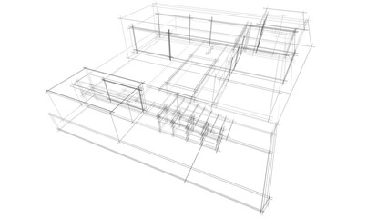 architectural 3d sketch of a house