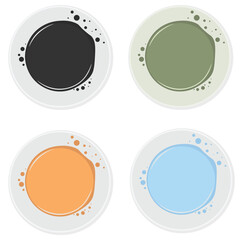 set of designer modern plates decorated drops of paint