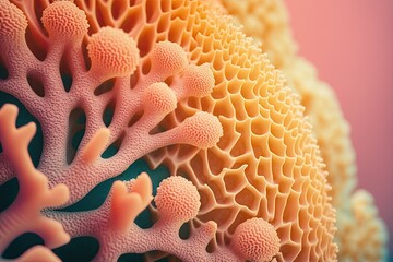 A stunning macro photograph of the intricate texture of coral. Generated by AI.