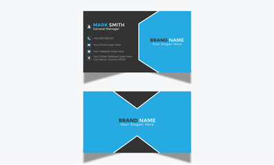 Double-sided Horizontal Name card Simple and Clean Blue and Black Visiting Card Vector illustration Business Card