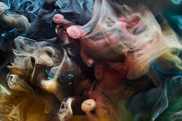 Fototapeta na wymiar Multicolored contrast liquid art background. Paint ink explosion, abstract smoke mock-up