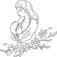 Happy mothers day celebration and line art