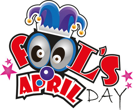 A banner on the theme of The Fools Day in April. A poster of Fools Day with a jesters hat.  illusrator.