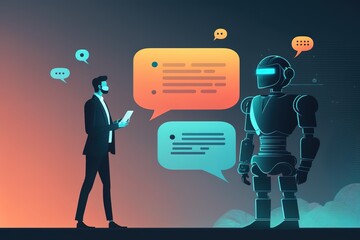 Robot communicating with human illustration, generative AI