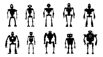 various robot silhouettes