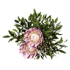 Top view of flower arrangement