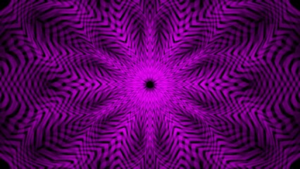 Moving round pattern in snowflake form of many blending pink stripes. Optical art moire psychedelic background design.