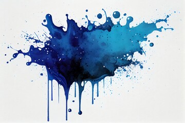 Watercolor Illustration of a Stain Blue Paint Splatter. Generative AI