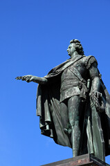 bronze statue of the king Gustaf 3 in Stockholm