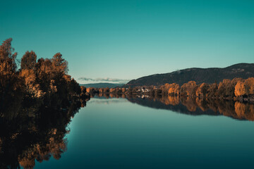 Drammenselva - sunset on the lake