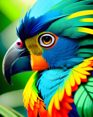 Fototapeta premium AI Digital Illustration Exotic Tropical Colourful Bird 