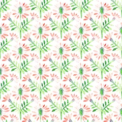 Plexiglas foto achterwand Watercolor decorative flowers on a white background. Cute romantic pattern. Summer print for textiles. Handmade. © flovie