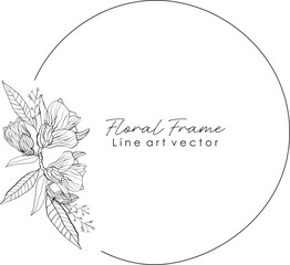 floral line art frame background with place for your text