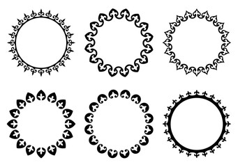 Vector circle borders and frames. Set of Kazakh national ornaments. Ornamental frames for your design.