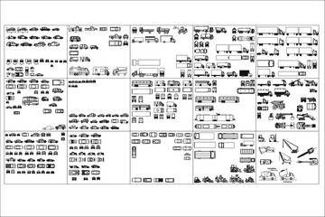 Set of heavy equipment vector vehicles for architect illustration design needs, vector assets