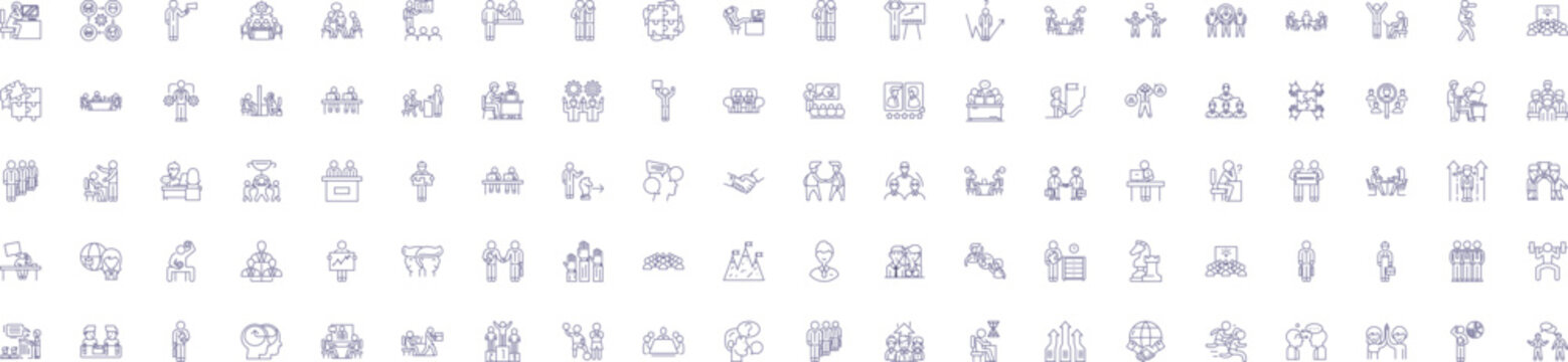 Professional society line icons signs set. Design collection of Society, Professional, Network, Association, Community, Membership, Organization, Group outline concept vector illustrations