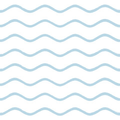 Seamless Wave Pattern, Hand drawn water sea vector background. Wavy beach print, curly grunge paint lines, watercolor stripes