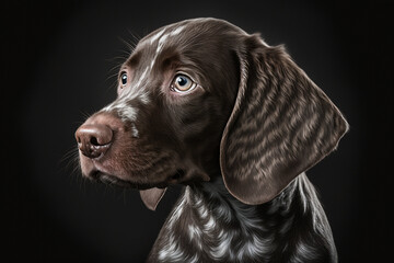 Discover the Majestic German Shorthaired Pointer on a Mysterious Dark Background