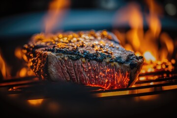 steak and fire - Illustration created with generative ai