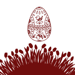 The outline illustration of an Easter egg. Easter concept for cards or other decorations