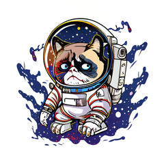 Minimalistic illustration of character of cat. Spaceman. Generative ai