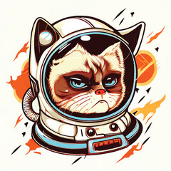 Minimalistic illustration of character of cat.Spaceman. Generative ai