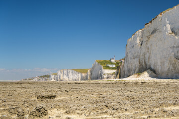 Coast and high cliffs near Ault on a sunny day in summer