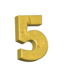Fototapeta premium 3d rendering number 5 with golden material png file