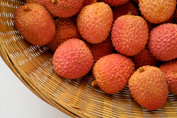 litchi lichee lychee - Litchi chinensis in basket