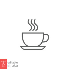 Coffee line icon. Simple outline style. Drink, glass, tea, water, chocolate, coffee cup, kitchen, restaurant concept. Vector illustration isolated on white background. Editable stroke EPS 10.