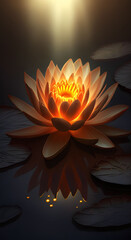 Naklejka na ściany i meble A Water Lily in Full Bloom in the night, Mobile wallpaper, AI generated 