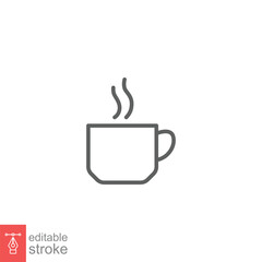 Coffee line icon. Simple outline style. Drink, glass, tea, water, chocolate, coffee cup, kitchen, restaurant concept. Vector illustration isolated on white background. Editable stroke EPS 10.