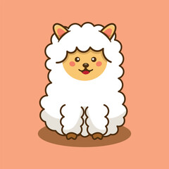 adorable alpaca llama smile cute cartoon vector illustration, animal kawaii