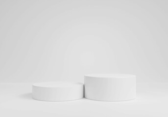 empty white podium.3D display podium on white background.Stand Minimal mockup for presentation.Abstract white background concept.Geometric platform show cosmetic product.Stage showcase.3D rendering