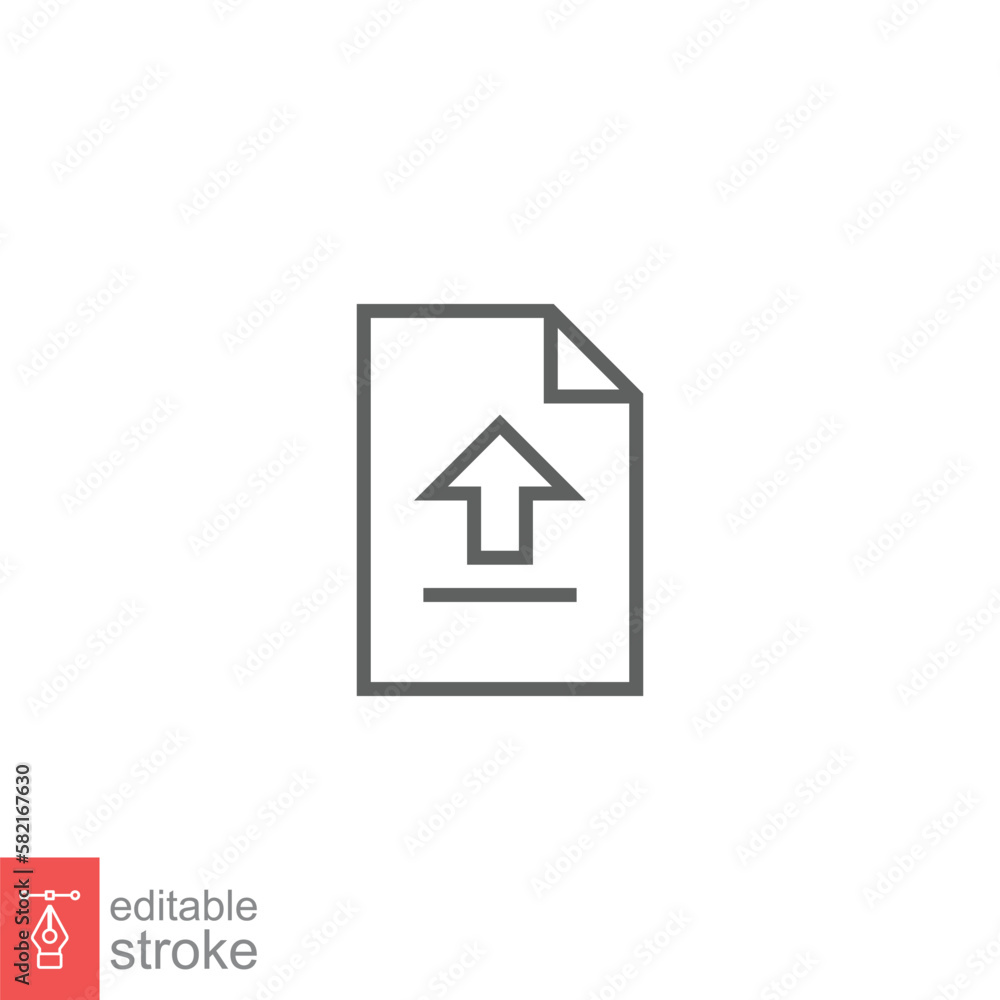 Poster upload file line icon. simple outline style. document, report, vector button, download get new proje