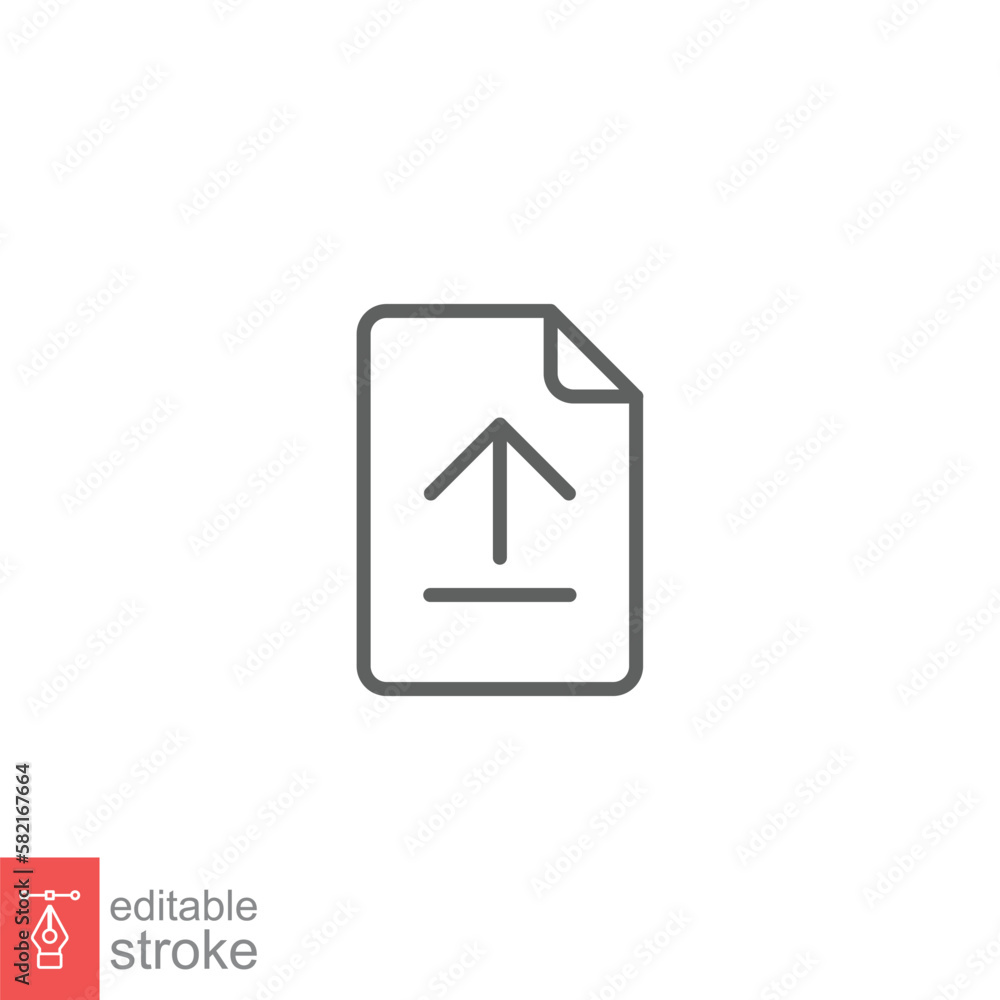 Poster upload file line icon. simple outline style. document, report, vector button, download get new proje