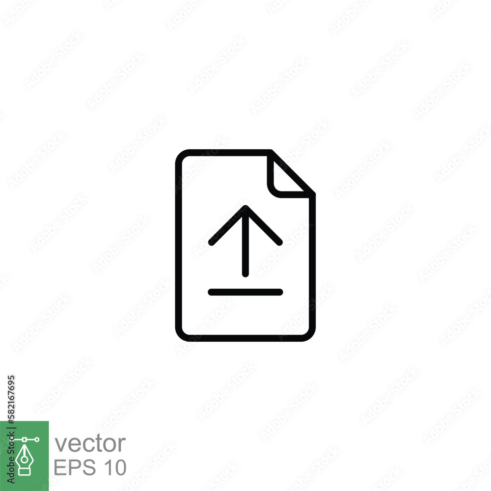 Poster upload file line icon. simple outline style. document, report, vector button, download get new proje