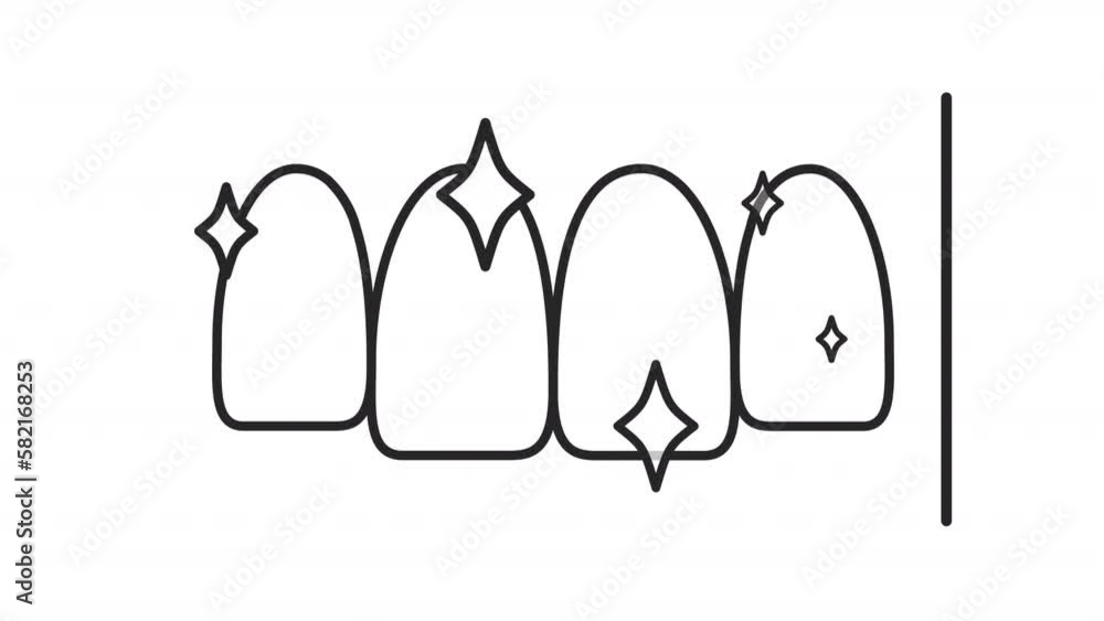 Poster animated restoration linear icon. replace and repair teeth. professional dentistry. seamless loop hd