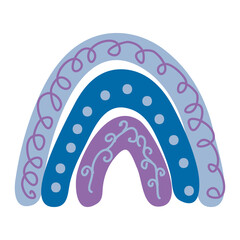 Hand drawn boho rainbow. Cute set in pastel Scandinavian style. Children's room design for room