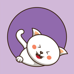 cat giggle in a circle cute cartoon vector animal illustration, kawaii animal